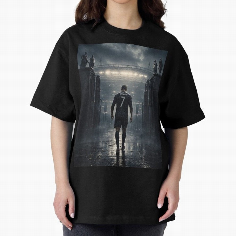 CR7 Entering a Stadium Legend Oversized T-Shirt Make Your Look Match FIFA World Cup 2026 Capturing CR7 and Messi, France Energy, Sports Nostalgia, International Competition, Famous Players and Unforgettable Victories; Perfect for People Who Love