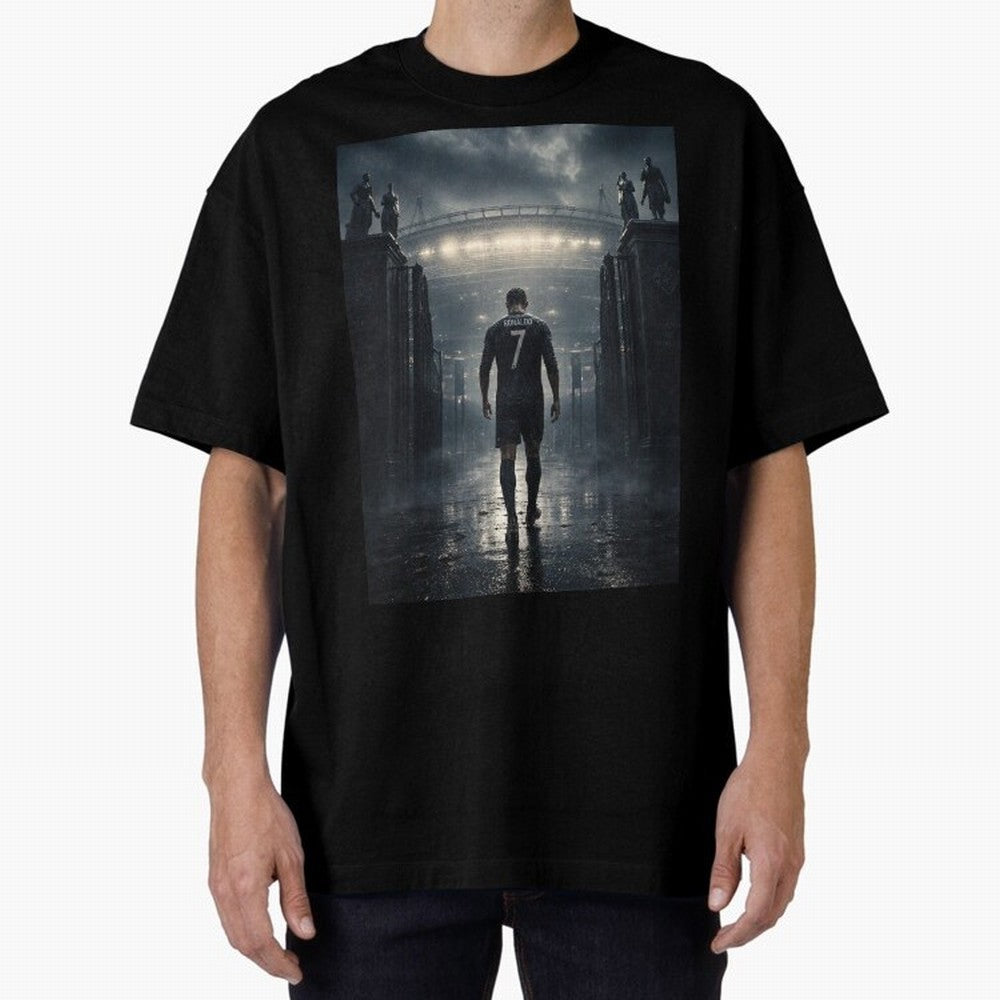 CR7 Entering a Stadium Legend Oversized T-Shirt Make Your Look Match FIFA World Cup 2026 Capturing CR7 and Messi, France Energy, Sports Nostalgia, International Competition, Famous Players and Unforgettable Victories; Perfect for People Who Love