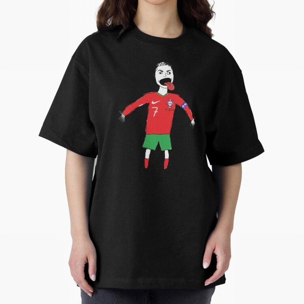 Badly Drawn Ronaldo Oversized T-Shirt Back the Journey through Match Day Hype around FIFA World Cup 2026 Group Stage, Haaland and Mbappe, Germany, Global Supporter Spirit, Legendary Goals, National Colors and Tournament Celebration; Perfect for