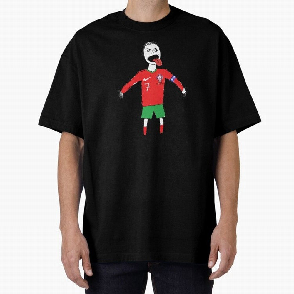 Badly Drawn Ronaldo Oversized T-Shirt Back the Journey through Match Day Hype around FIFA World Cup 2026 Group Stage, Haaland and Mbappe, Germany, Global Supporter Spirit, Legendary Goals, National Colors and Tournament Celebration; Perfect for