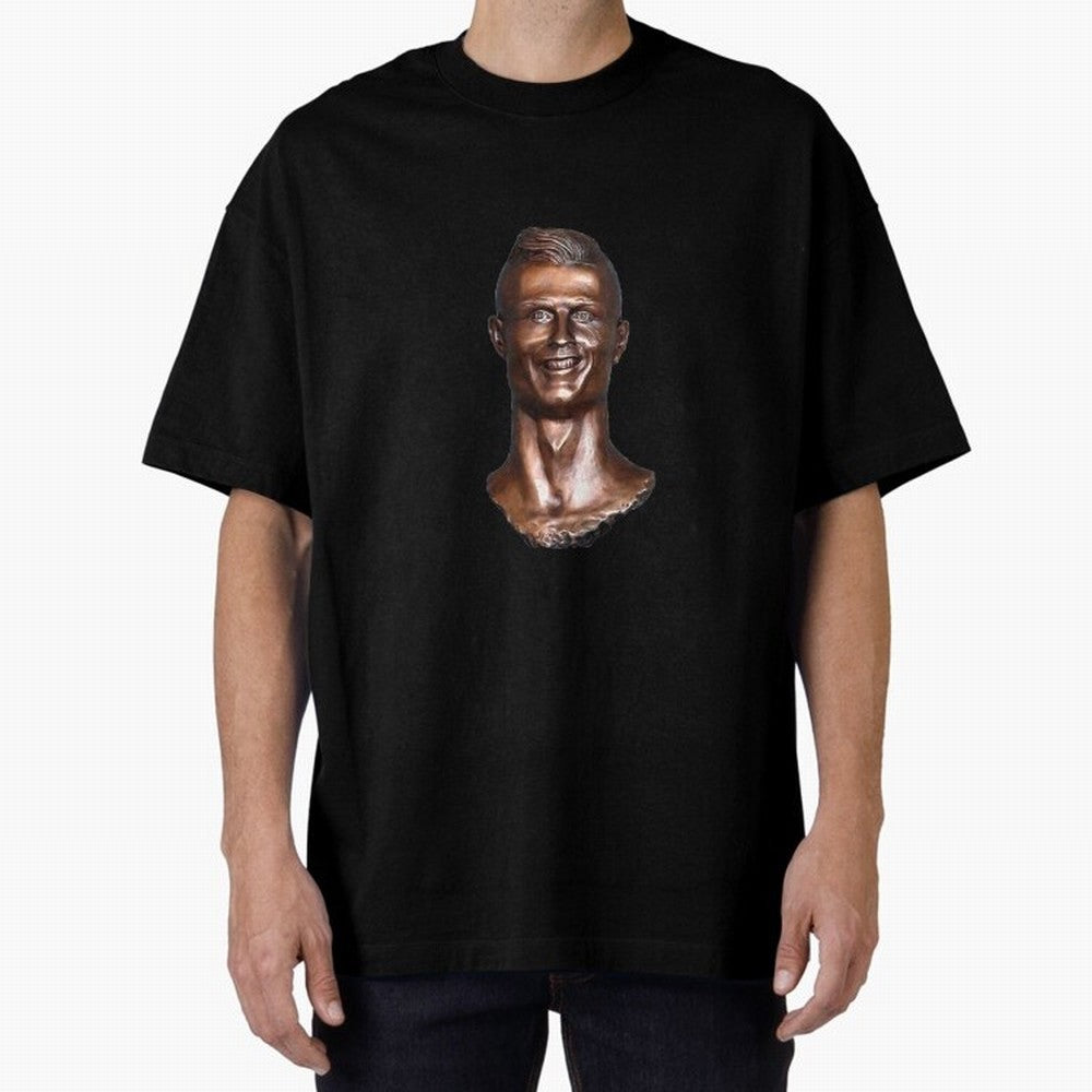 Cristiano Ronaldo Statue Oversized T-Shirt Bring Retro Soccer Energy to the FIFA World Cup 2026 USA Canada Mexico Journey through Messi, CR7 and Mbappe Highlights, Portugal, Spain and Germany Pride, Stadium Memories, Football Loyalty, International
