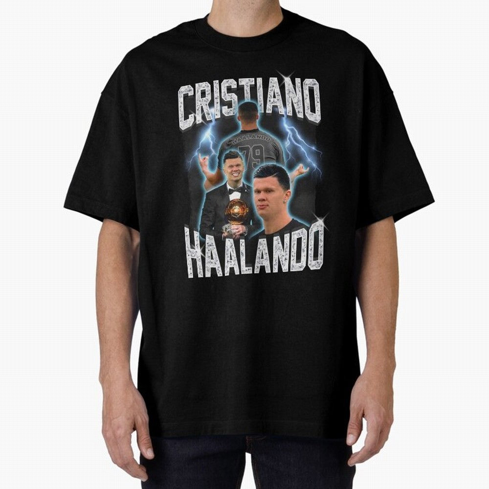 Cristiano Haalando Oversized T-Shirt Keep the Match Day Mood of FIFA World Cup 2026 USA Canada Mexico Spirit, Featuring Spain and Netherlands, Haaland, Game Day Rituals, Football Legends, Country Pride and the Road to the Final; Ideal for Football
