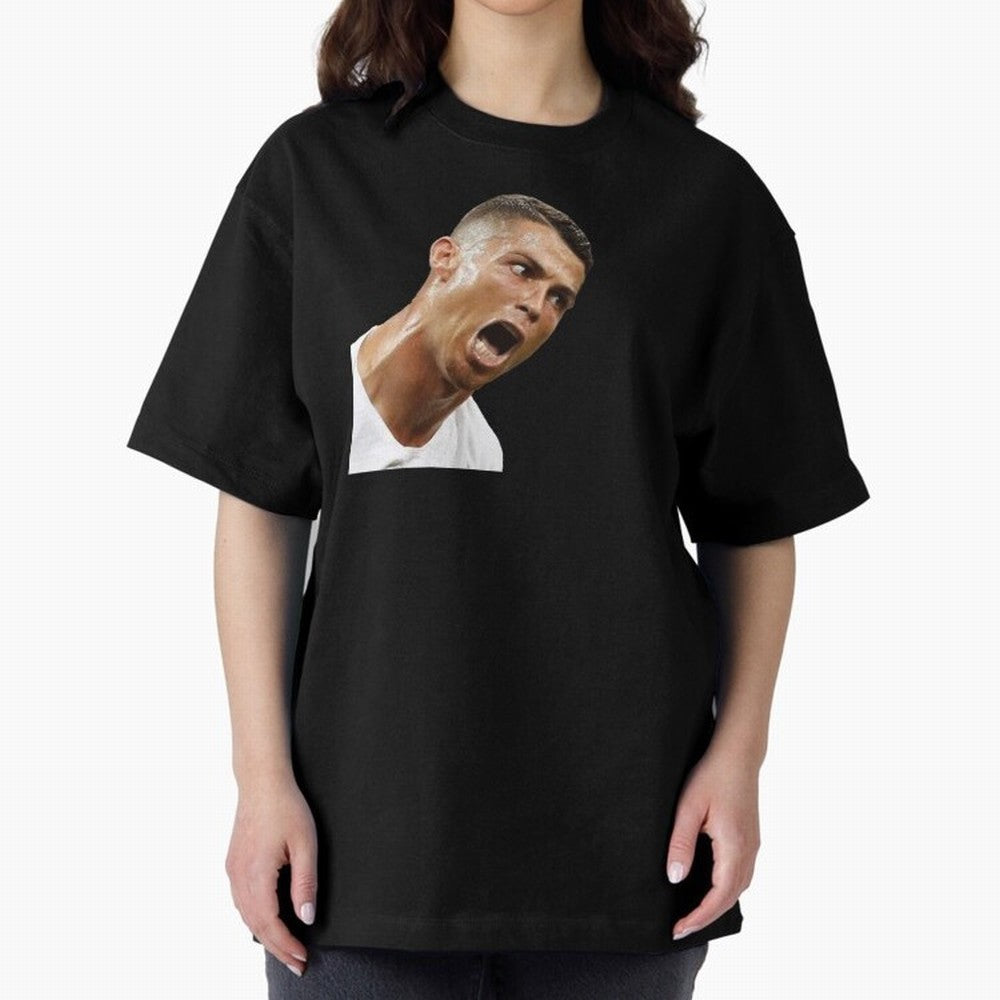 cristiano ronaldo siuuu meme Oversized T-Shirt Create FIFA World Cup 2026 for Fans of Messi, Neymar and Mbappe and Spain, Bringing Championship Spirit, Famous Goals, Roaring Crowds and International Football Unity; Great for Watch Parties, Sports