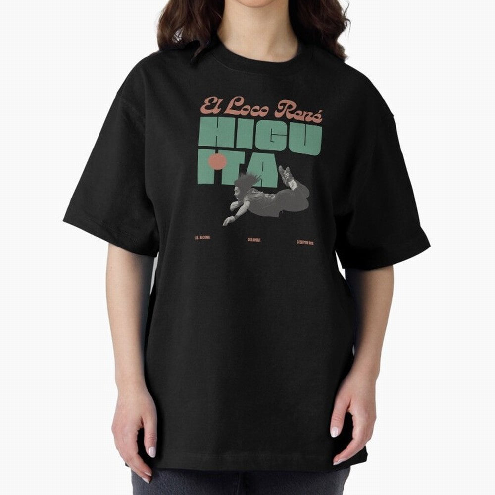 Rene Higuita Minimalist Oversized T-Shirt Celebrate Fan Favorites in Global Football Passion for FIFA World Cup 2026 Group Stage, Inspired by CR7 and Messi, England, Match Day Excitement, Supporter Culture, Golden Goals and Global Football Passion;