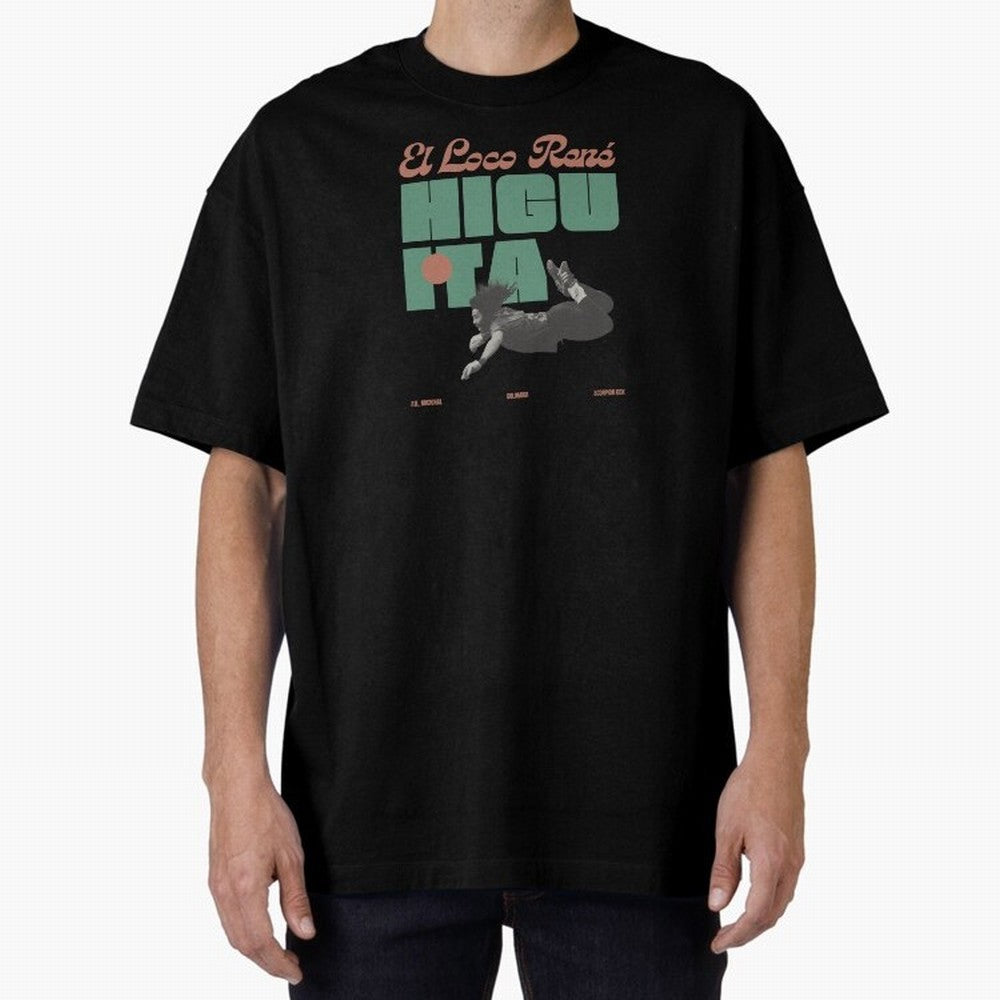 Rene Higuita Minimalist Oversized T-Shirt Celebrate Fan Favorites in Global Football Passion for FIFA World Cup 2026 Group Stage, Inspired by CR7 and Messi, England, Match Day Excitement, Supporter Culture, Golden Goals and Global Football Passion;