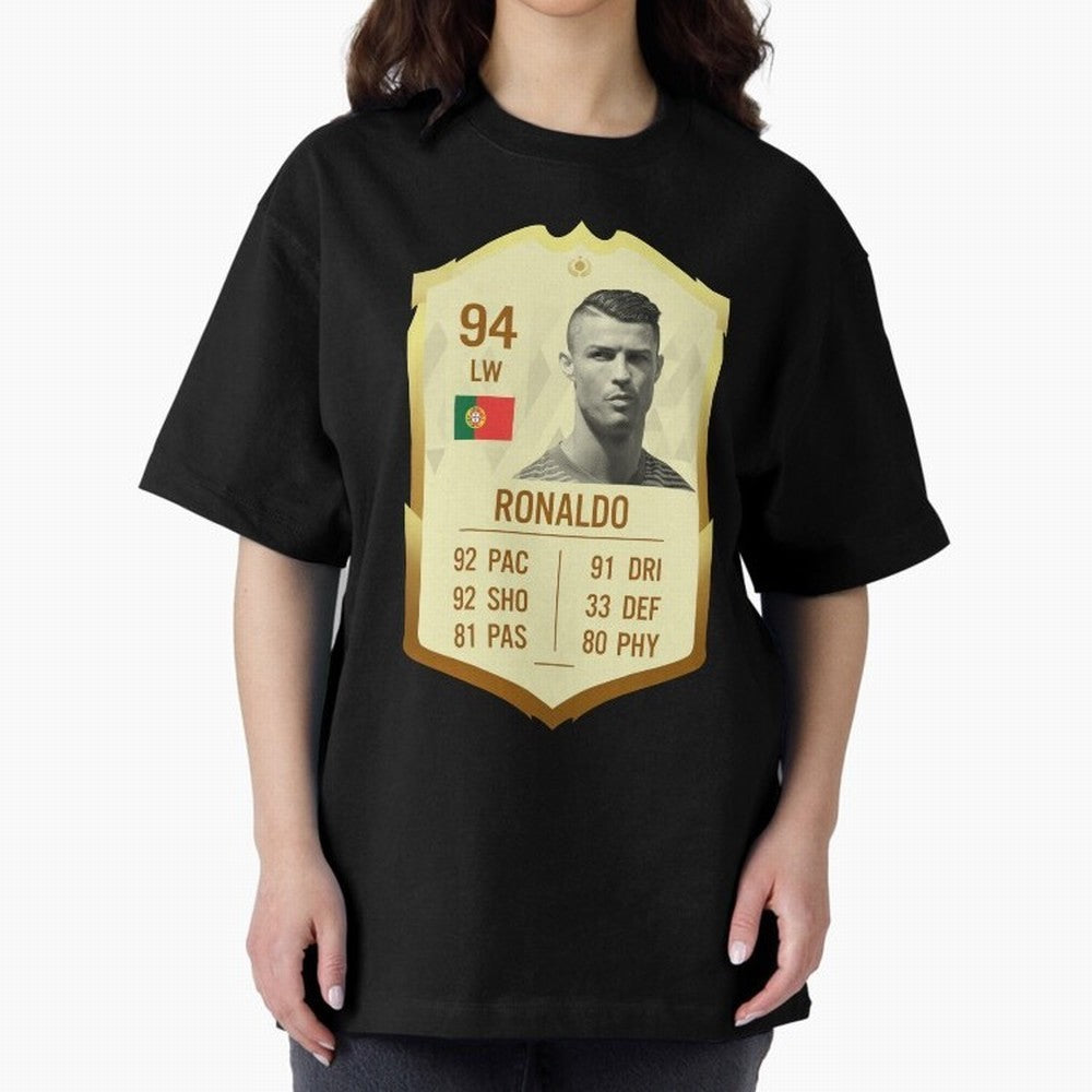 Cristiano Ronaldo Ultimate Card Oversized T-Shirt Honor Football Greatness during the FIFA World Cup 2026 Journey through CR7 Highlights, Germany Pride, Match Day Excitement, Supporter Culture, Golden Goals and Global Football Passion; Made for Die