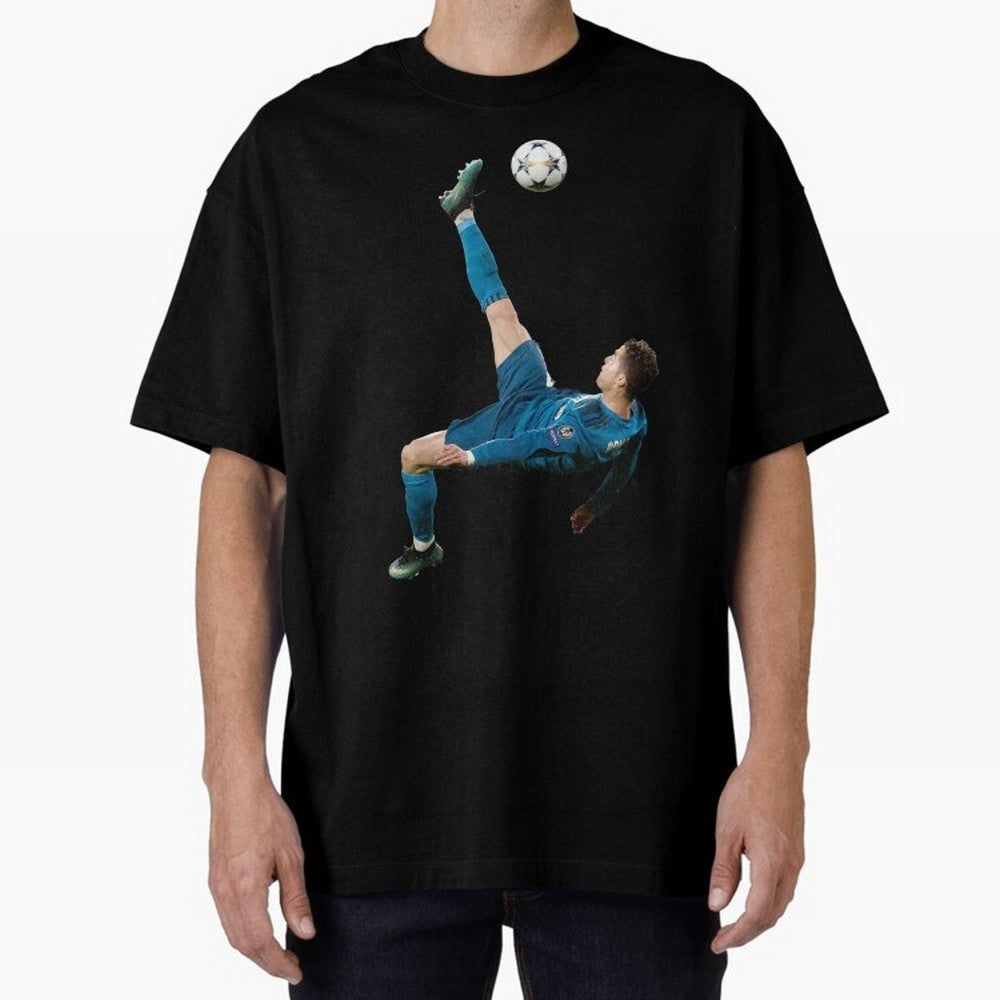 CRISTIANO RONALDO BICYCLE KICK Classic Oversized T-Shirt Remember Match Day Hype around FIFA World Cup 2026, Mbappe and Neymar, France and Portugal, Tournament Hype, Historic Matchups, Family Viewing Parties and Global Sports Pride; Perfect for