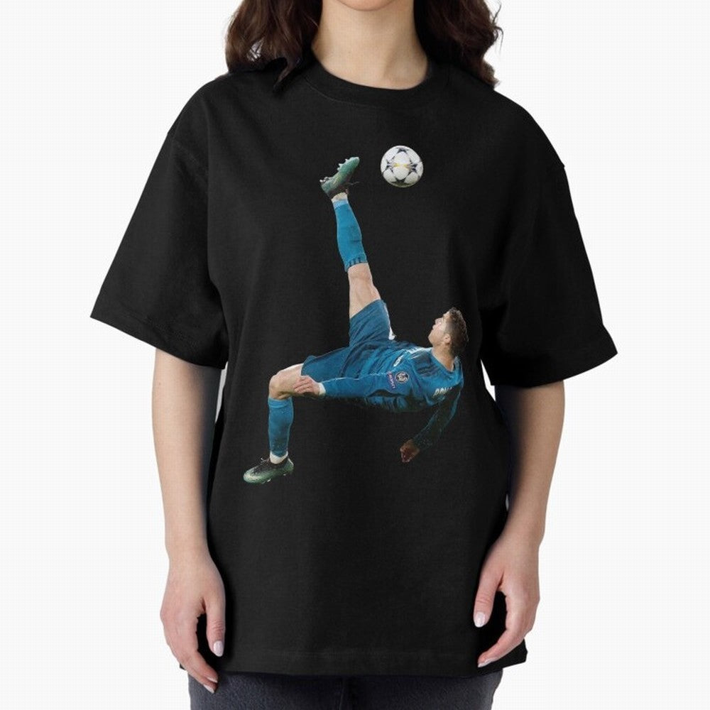 CRISTIANO RONALDO BICYCLE KICK Classic Oversized T-Shirt Remember Match Day Hype around FIFA World Cup 2026, Mbappe and Neymar, France and Portugal, Tournament Hype, Historic Matchups, Family Viewing Parties and Global Sports Pride; Perfect for