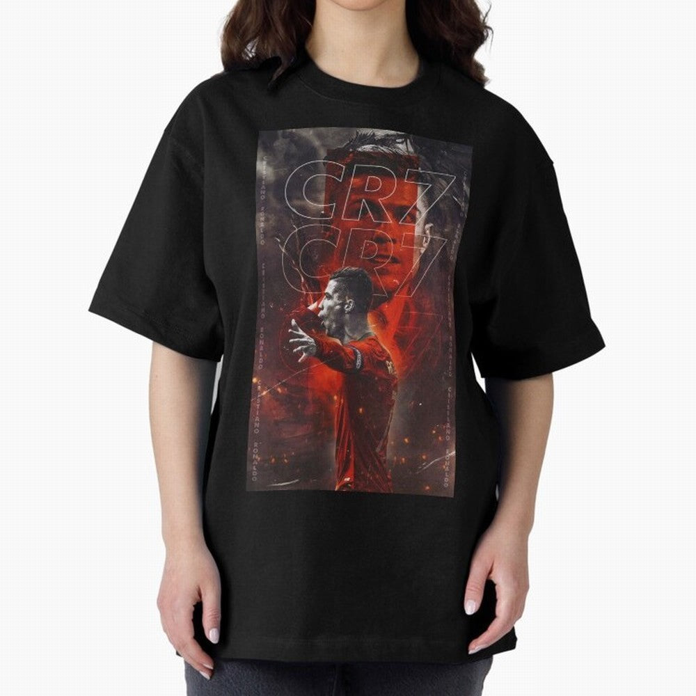 Cristiano Ronaldo Art Oversized T-Shirt Stand Out with Spirit from Global Football Passion for FIFA World Cup 2026, Inspired by Haaland, Brazil, Match Day Excitement, Supporter Culture, Golden Goals and Global Football Passion; Perfect for People