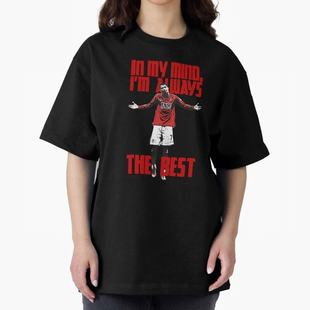 Cristiano Ronaldo Vintage - In My Mind I'm Always THE BEST Oversized T-Shirt Capture Stadium Memories from Match Day Hype around FIFA World Cup 2026 USA Canada Mexico, Neymar, Haaland and Cristiano Ronaldo, France and Portugal, Fan Favorite