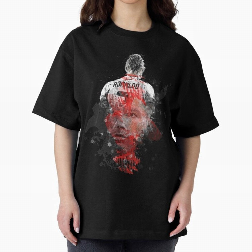 Cristiano Ronaldo Cristiano Ronaldo Oversized T-Shirt Represent Football Lovers during Global Football Passion for FIFA World Cup 2026 USA Canada Mexico, Centered on CR7 and Messi, Spain, Championship Spirit, Famous Goals, Roaring Crowds and