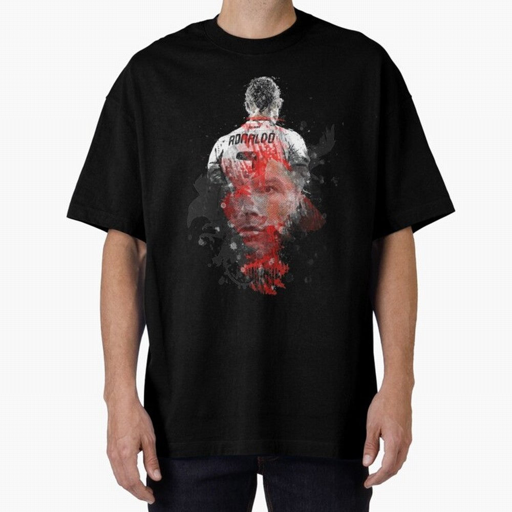 Cristiano Ronaldo Cristiano Ronaldo Oversized T-Shirt Represent Football Lovers during Global Football Passion for FIFA World Cup 2026 USA Canada Mexico, Centered on CR7 and Messi, Spain, Championship Spirit, Famous Goals, Roaring Crowds and