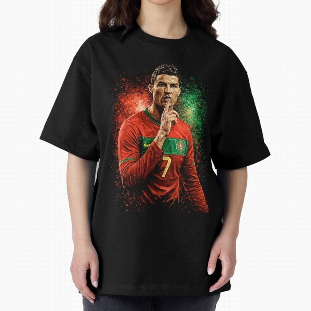 Cristiano Ronaldo Football Legend Oversized T-Shirt Feel the Trophy Chase of Global Football Passion for FIFA World Cup 2026 Group Stage, with CR7 and Messi, England and Germany, Football Passion, Legendary Performances, Festival Vibes and
