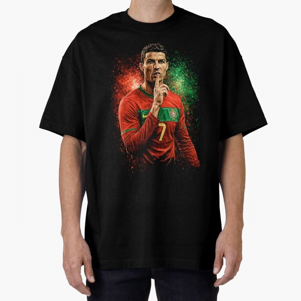 Cristiano Ronaldo Football Legend Oversized T-Shirt Feel the Trophy Chase of Global Football Passion for FIFA World Cup 2026 Group Stage, with CR7 and Messi, England and Germany, Football Passion, Legendary Performances, Festival Vibes and