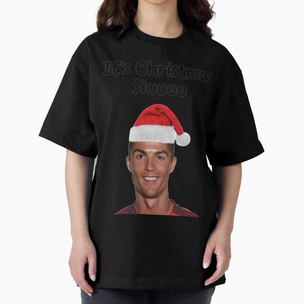 Cristiano Ronaldo Siuuu Funny Christmas Sweater Oversized T-Shirt Bring a Champion Mindset to Global Football Passion for FIFA World Cup 2026 USA Canada Mexico, Driven by Messi, Neymar and Mbappe, Spain and Netherlands, Retro Football Energy,