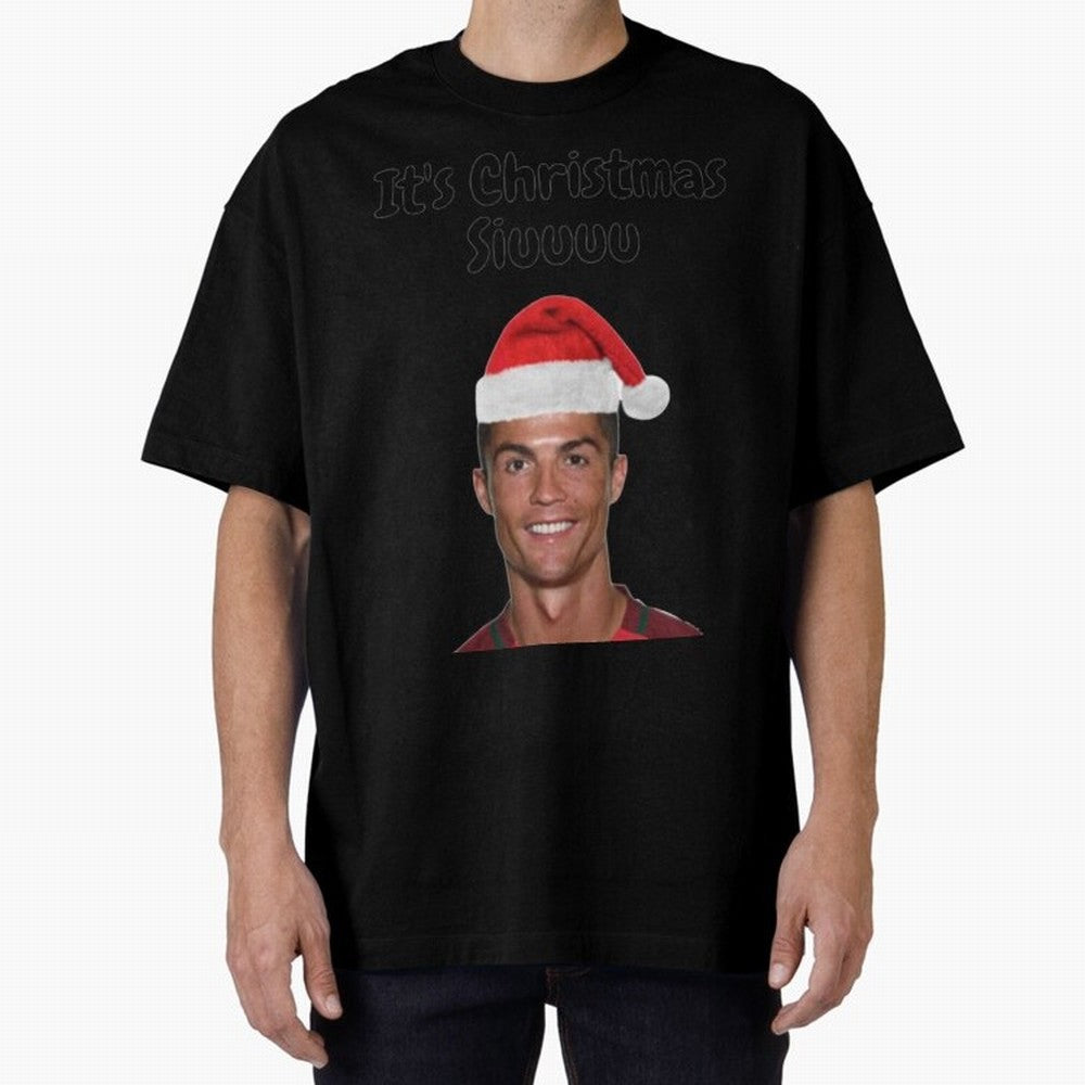 Cristiano Ronaldo Siuuu Funny Christmas Sweater Oversized T-Shirt Bring a Champion Mindset to Global Football Passion for FIFA World Cup 2026 USA Canada Mexico, Driven by Messi, Neymar and Mbappe, Spain and Netherlands, Retro Football Energy,