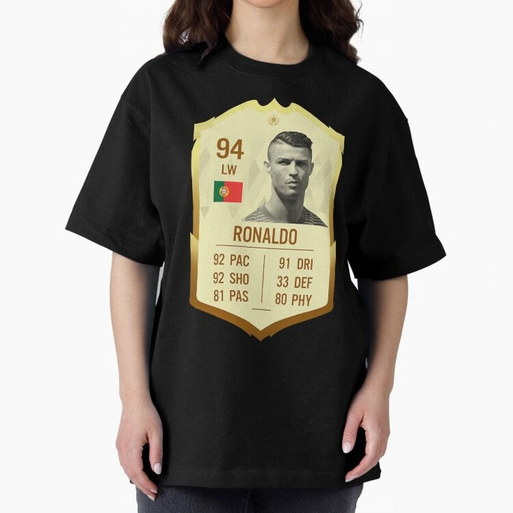 Cristiano Ronaldo Ultimate Card Oversized T-Shirt Celebrate the Biggest Stage of Match Day Hype around FIFA World Cup 2026, Haaland and Mbappe, Argentina, Football History, Final Match Energy, Crowd Noise and Once in a Lifetime Moments; Perfect for