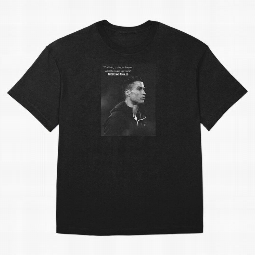 Cristiano Ronaldo motivational quote Oversized T-Shirt Embrace Global Football Passion for FIFA World Cup 2026 Group Stage, with Haaland, France and Portugal, Vintage Soccer Flavor, Modern Football Stars, National Flags and Final Night Emotion;