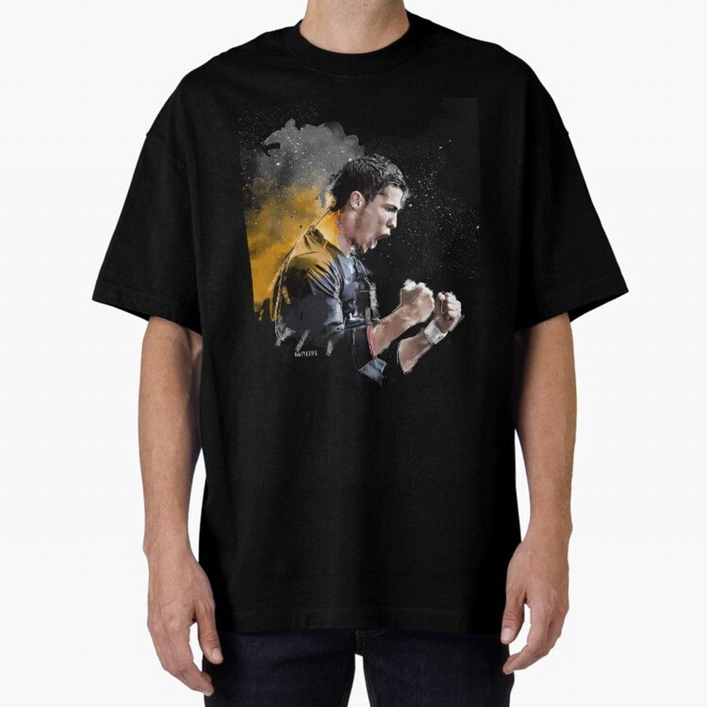 CRISTIANO RONALDO PAINTING Oversized T-Shirt Get Ready for Match Day Hype around FIFA World Cup 2026 Group Stage, Mbappe and Neymar, Spain, Vintage Soccer Flavor, Modern Football Stars, National Flags and Final Night Emotion; Perfect for Supporters