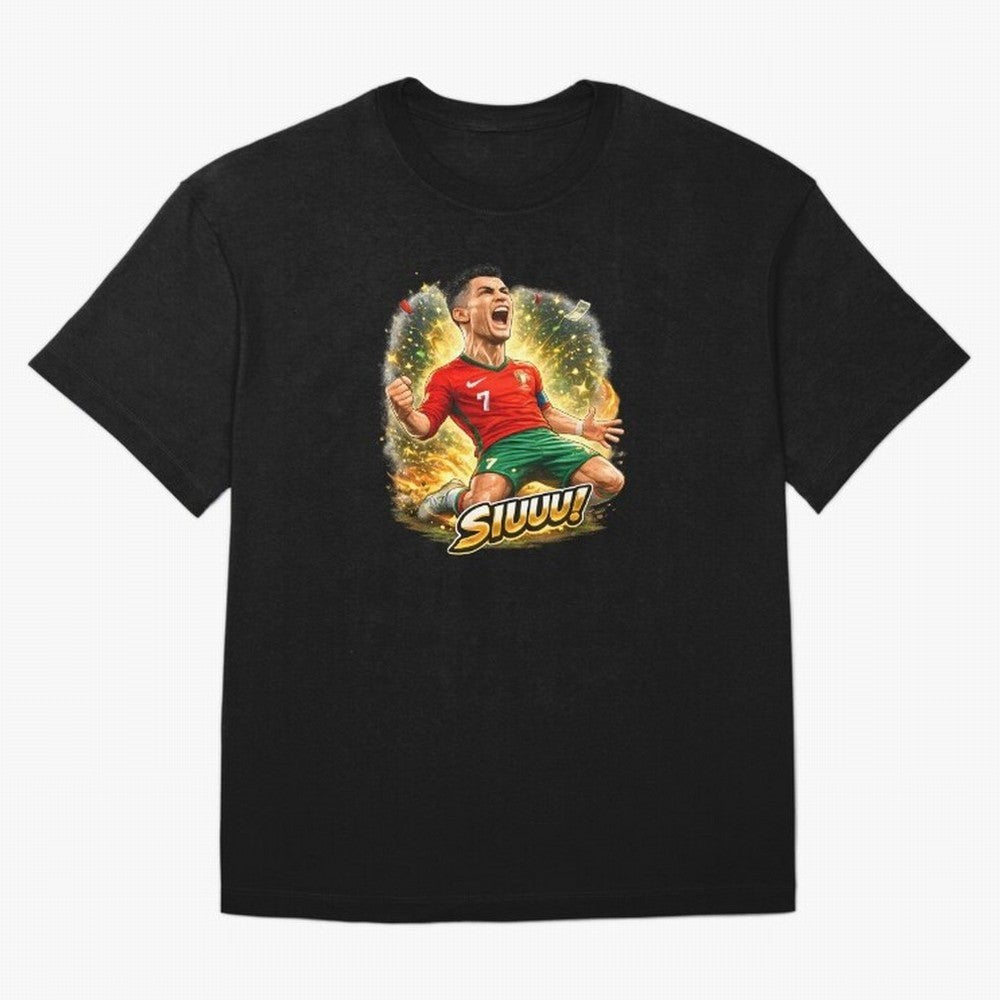 CR7 SIUUU Celebration Cartoon ¨C Legendary Football Goal Celebration Oversized T-Shirt Upgrade FIFA World Cup 2026 USA Canada Mexico Inspired by Messi and Cristiano Ronaldo, Spain and Netherlands Energy, Global Supporter Spirit, Legendary Goals,