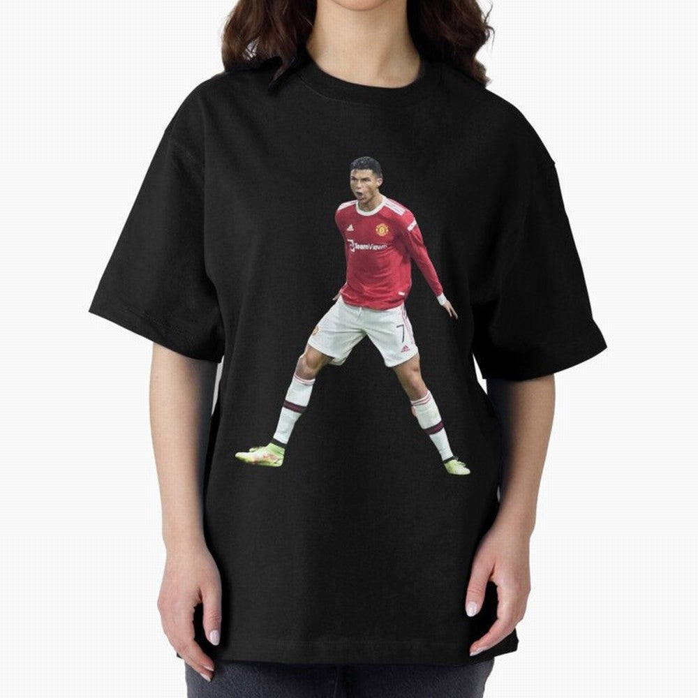 Ronaldo in Flight Oversized T-Shirt Bring a Champion Mindset to Global Football Passion for FIFA World Cup 2026 USA Canada Mexico, Highlighting CR7, France and Portugal, Supporter Pride, Iconic Celebrations, Legendary Names and Global Match Day