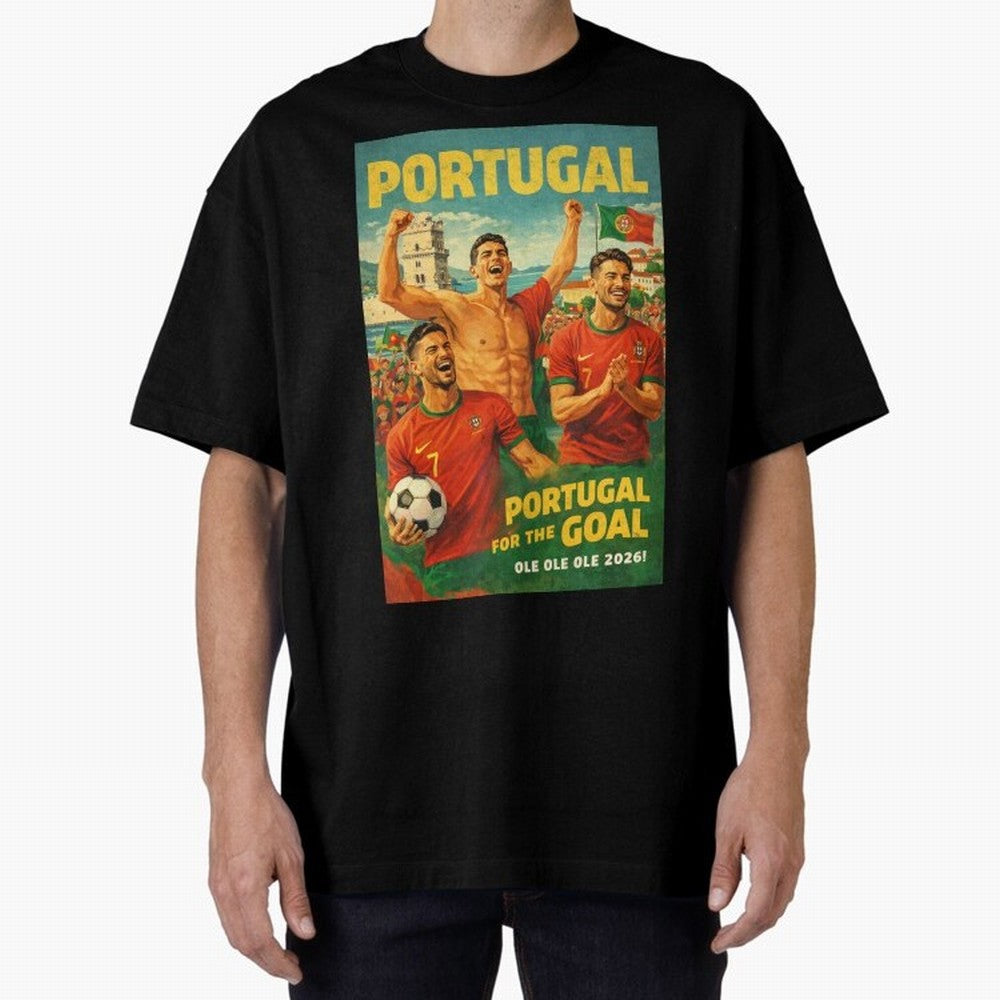 Portugal Lisbon Bel¨¦m Tower Cristiano Ronaldo FIFA World Cup Football Celebration Oversized T-Shirt Support Your Favorite Stars during Global Football Passion for FIFA World Cup 2026 USA Canada Mexico, Driven by Messi, Neymar and Mbappe, Brazil,