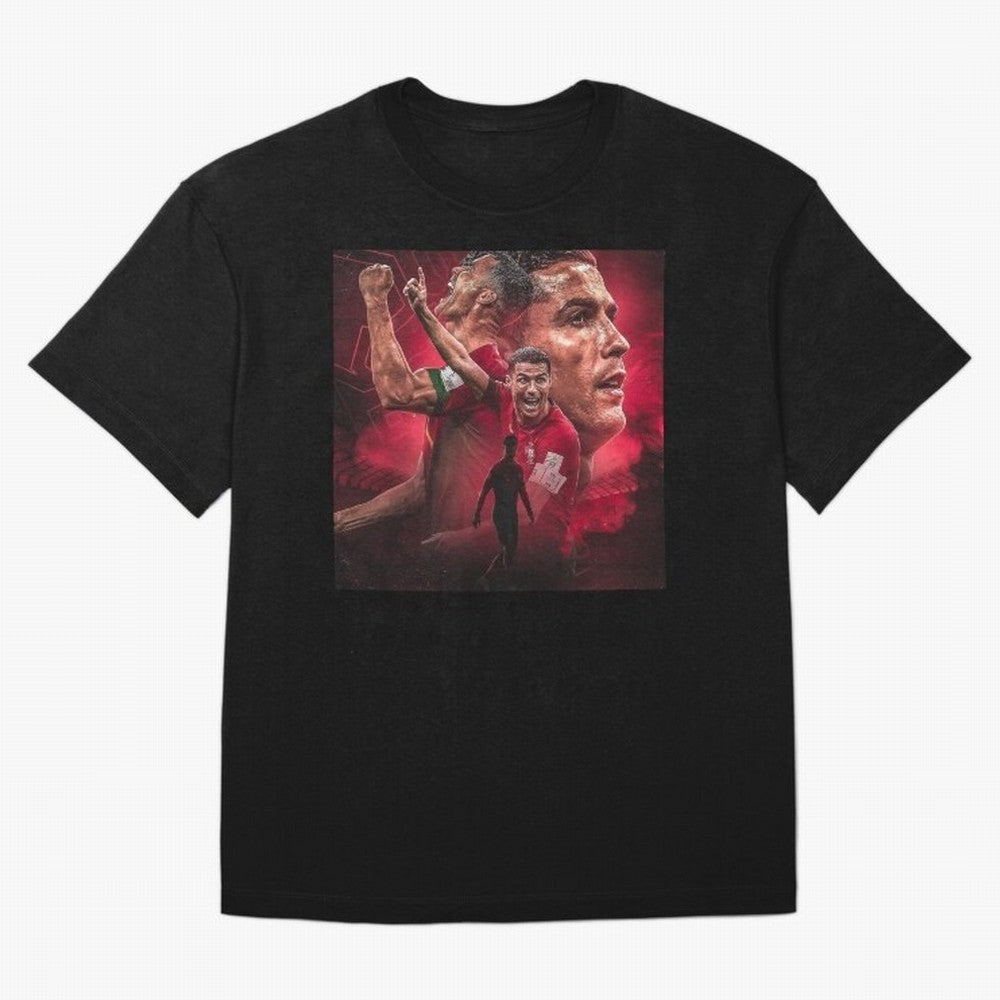 Cristiano Ronaldo - CR 7 Celebration Oversized T-Shirt Carry the FIFA World Cup 2026 Group Stage Journey through Messi Highlights, Portugal, Spain and Germany Pride, Retro Football Energy, Iconic Rivalries, Trophy Chase Drama and Stadium