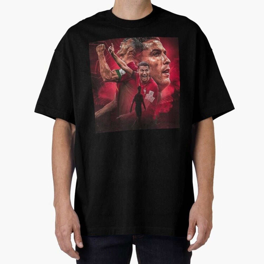 Cristiano Ronaldo - CR 7 Celebration Oversized T-Shirt Carry the FIFA World Cup 2026 Group Stage Journey through Messi Highlights, Portugal, Spain and Germany Pride, Retro Football Energy, Iconic Rivalries, Trophy Chase Drama and Stadium