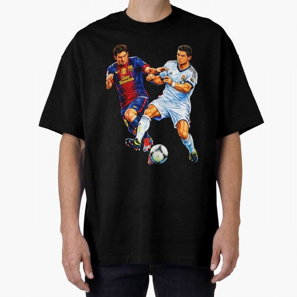 2 GOATS Oversized T-Shirt Enjoy the Biggest Football Party of FIFA World Cup 2026 Spirit, Featuring France, Messi, Neymar and Mbappe, Worldwide Fan Energy, Dramatic Goals, Stadium Lights and Championship Celebrations; Ideal for Fans Who Follow