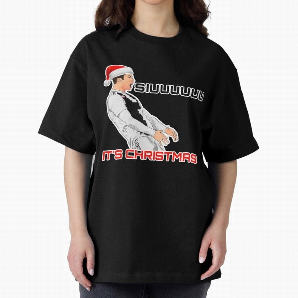 Siuuuuuu CR7 Christmas funny Oversized T-Shirt Show Championship Spirit for FIFA World Cup 2026 Group Stage Featuring CR7 and Messi, England and Germany Energy, Fan Favorite Moments, National Team Passion, Big Match Drama and Soccer History; Ideal