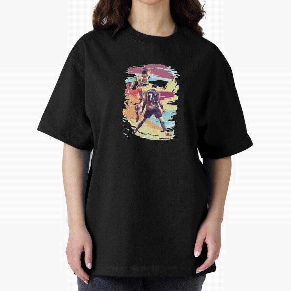 Illustration Cristiano Ronaldo CR7 Oversized T-Shirt Bring Home Match Day Hype around FIFA World Cup 2026 USA Canada Mexico, Cristiano Ronaldo, Haaland and CR7, Brazil, Retro Football Energy, Iconic Rivalries, Trophy Chase Drama and Stadium