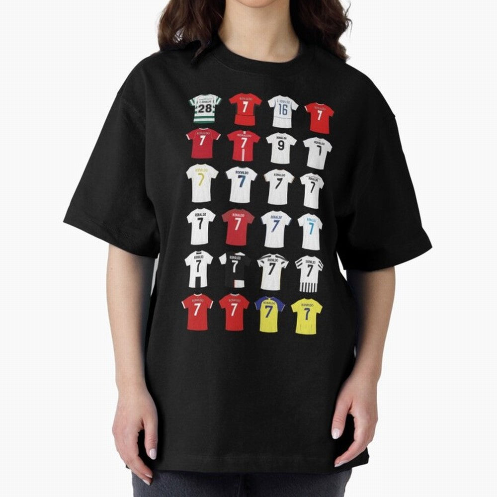Cristiano Ronaldo Football Oversized T-Shirt Follow the Final Road of FIFA World Cup 2026 Group Stage Driven by Messi and Cristiano Ronaldo, England, France and Netherlands Energy, Worldwide Fan Energy, Dramatic Goals, Stadium Lights and