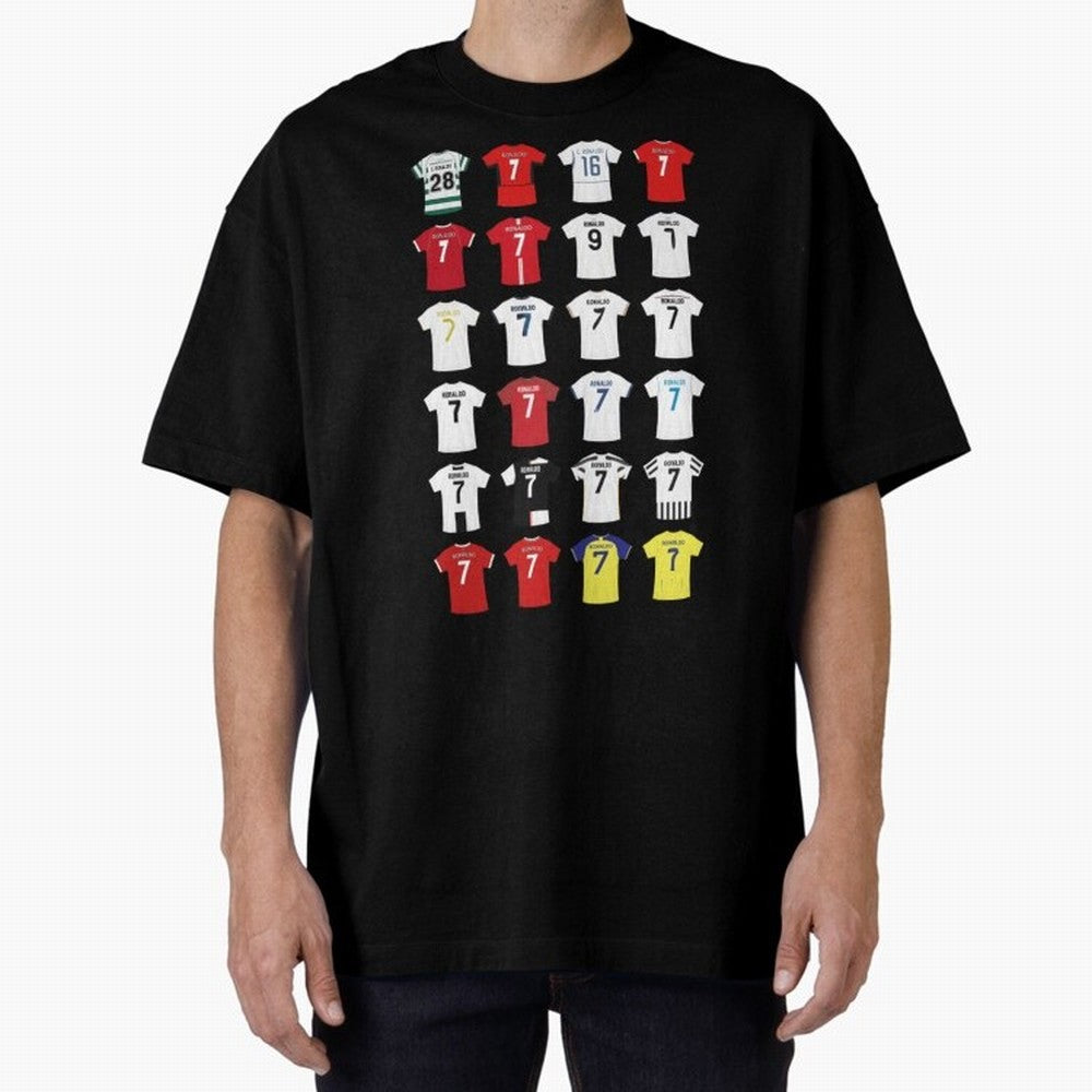 Cristiano Ronaldo Football Oversized T-Shirt Follow the Final Road of FIFA World Cup 2026 Group Stage Driven by Messi and Cristiano Ronaldo, England, France and Netherlands Energy, Worldwide Fan Energy, Dramatic Goals, Stadium Lights and