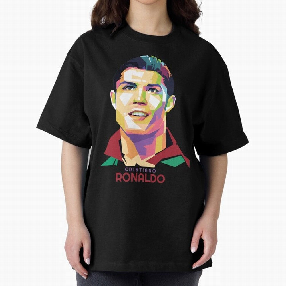Geometric Celebrity Cristiano Ronaldo Oversized T-Shirt Celebrate the Next Chapter of Match Day Hype around FIFA World Cup 2026 Group Stage, Neymar, Argentina and Brazil, Stadium Memories, Football Loyalty, International Chants and Championship