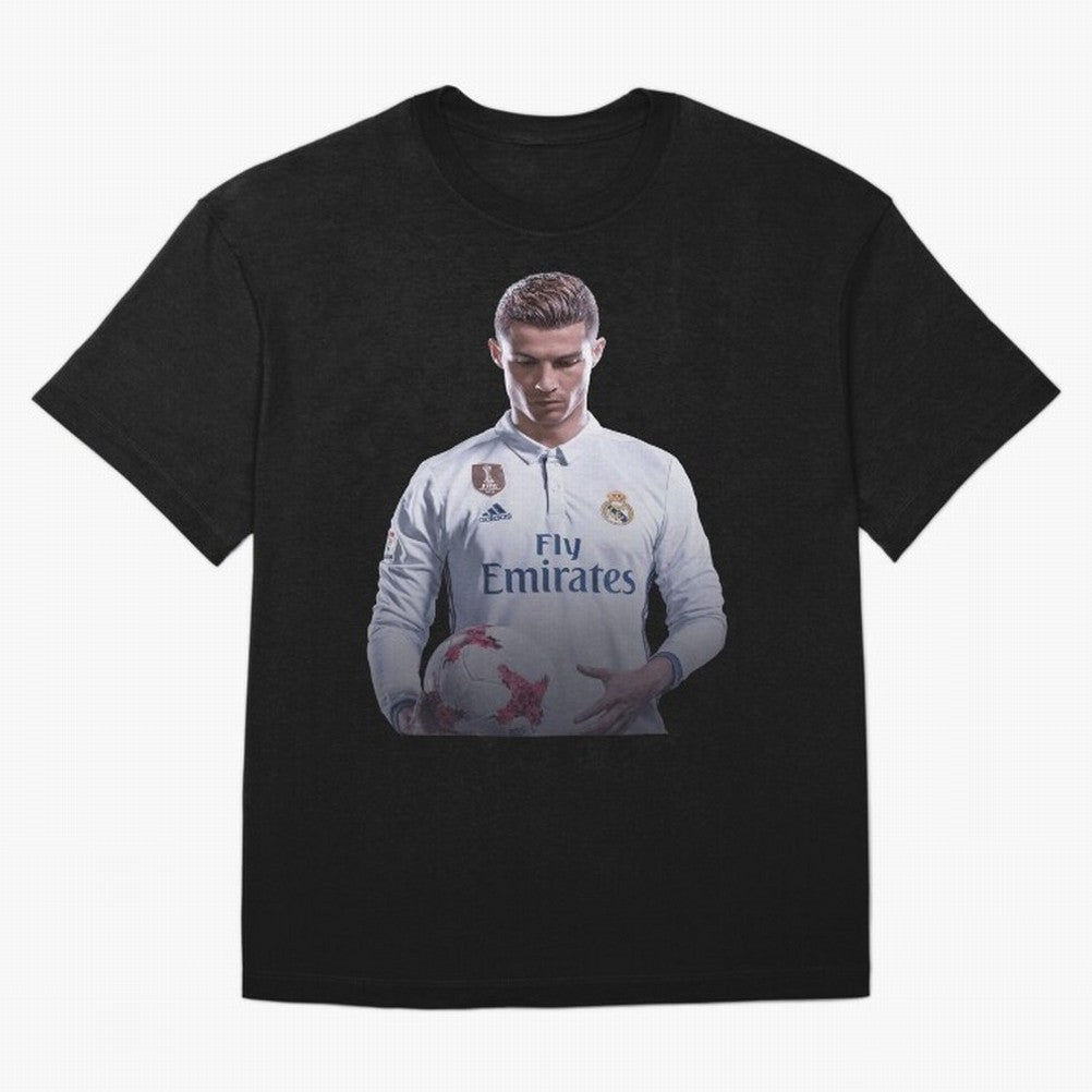 Ronaldo Madrid Jersey Poster Oversized T-Shirt Celebrate Unforgettable Nights in Global Football Passion for FIFA World Cup 2026 Group Stage, Built around CR7 and Messi, Brazil, Portugal and Argentina, Football Passion, Legendary Performances,