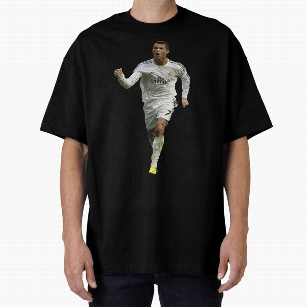 Cristiano Cool Sticker Oversized T-Shirt Celebrate Football Heritage in FIFA World Cup 2026 for Fans of Messi and Cristiano Ronaldo and Argentina, Bringing Football History, Final Match Energy, Crowd Noise and Once in a Lifetime Moments; Ideal for