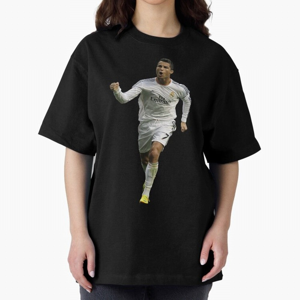 Cristiano Cool Sticker Oversized T-Shirt Celebrate Football Heritage in FIFA World Cup 2026 for Fans of Messi and Cristiano Ronaldo and Argentina, Bringing Football History, Final Match Energy, Crowd Noise and Once in a Lifetime Moments; Ideal for