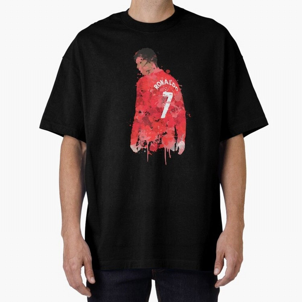 Cristiano Ronaldo - Manchester United Legend Art Oversized T-Shirt Fuel Your Fan Pride for Global Football Passion for FIFA World Cup 2026 USA Canada Mexico, Celebrating Mbappe, Argentina, Sports Nostalgia, International Competition, Famous Players