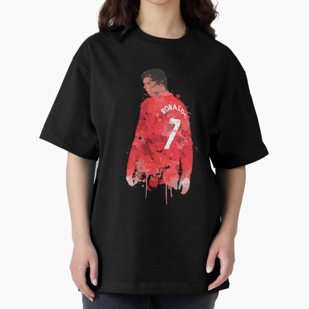 Cristiano Ronaldo - Manchester United Legend Art Oversized T-Shirt Fuel Your Fan Pride for Global Football Passion for FIFA World Cup 2026 USA Canada Mexico, Celebrating Mbappe, Argentina, Sports Nostalgia, International Competition, Famous Players