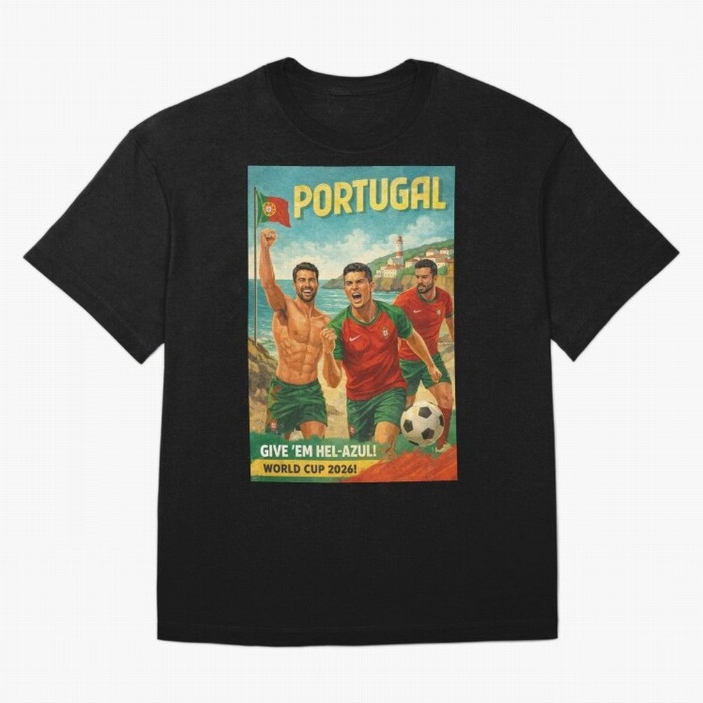 Portugal Hel-Azul Spirit at Cabo da Roca and Bel¨¦m Tower for FIFA World Cup 2026 Oversized T-Shirt Keep the Match Day Mood of Global Football Passion for FIFA World Cup 2026 Group Stage, with Neymar, Haaland and Cristiano Ronaldo, England and