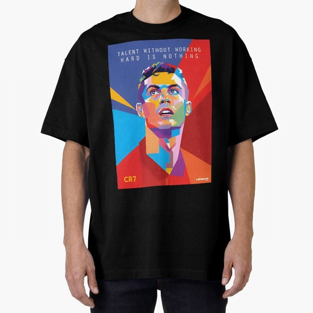Cristiano Ronaldo Oversized T-Shirt Join FIFA World Cup 2026 Spirit, Featuring Brazil, Messi, Neymar and Mbappe, Fan Favorite Moments, National Team Passion, Big Match Drama and Soccer History; Ideal for Football Dads, Football Moms, Friends,