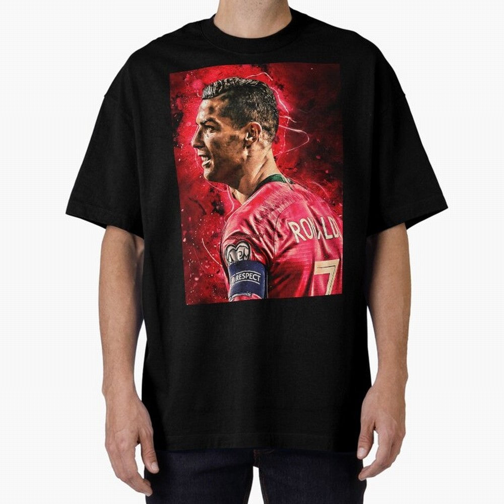 R-o-n-a-l-d-o Design Wallpaper Oversized T-Shirt Bring Home Global Football Passion for FIFA World Cup 2026, Highlighting Messi and Cristiano Ronaldo, England, France and Netherlands, Championship Spirit, Famous Goals, Roaring Crowds and