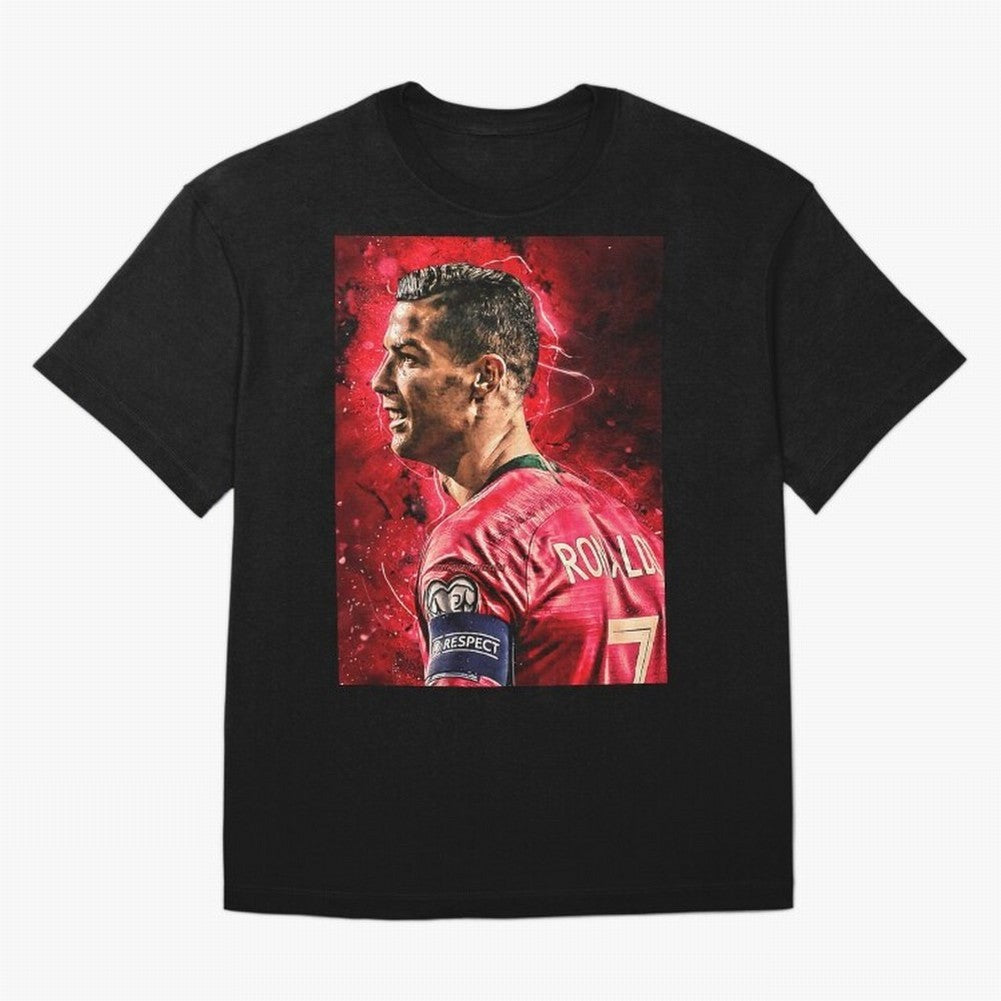 R-o-n-a-l-d-o Design Wallpaper Oversized T-Shirt Bring Home Global Football Passion for FIFA World Cup 2026, Highlighting Messi and Cristiano Ronaldo, England, France and Netherlands, Championship Spirit, Famous Goals, Roaring Crowds and