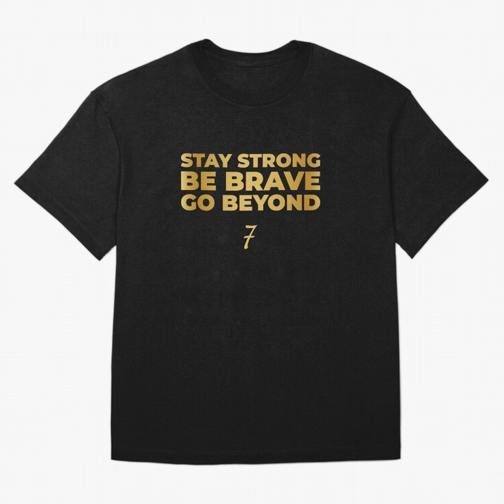 Stay Strong, Be Brave, Go Beyond (Gold Edition) Oversized T-Shirt Join the Countdown to Global Football Passion for FIFA World Cup 2026 Group Stage, Connected to Haaland, Argentina and Brazil, Football History, Final Match Energy, Crowd Noise and