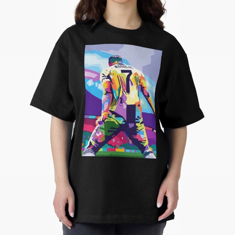 Cristiano Ronaldo Celebration Wpap Pop Art Oversized T-Shirt Celebrate Unforgettable Nights in FIFA World Cup 2026 Spirit, Celebrating England, Haaland, Game Day Rituals, Football Legends, Country Pride and the Road to the Final; Great for Watch