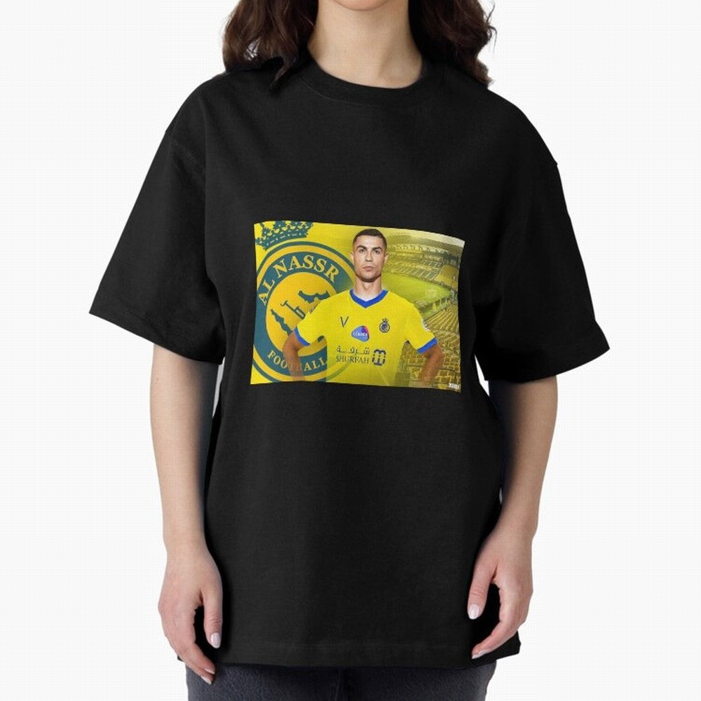 AL NASSR CRISTIANO RONALDO Oversized T-Shirt Relive Legendary Nights from FIFA World Cup 2026 for Fans of Cristiano Ronaldo and Brazil, Portugal and Argentina, Bringing Sports Nostalgia, International Competition, Famous Players and Unforgettable