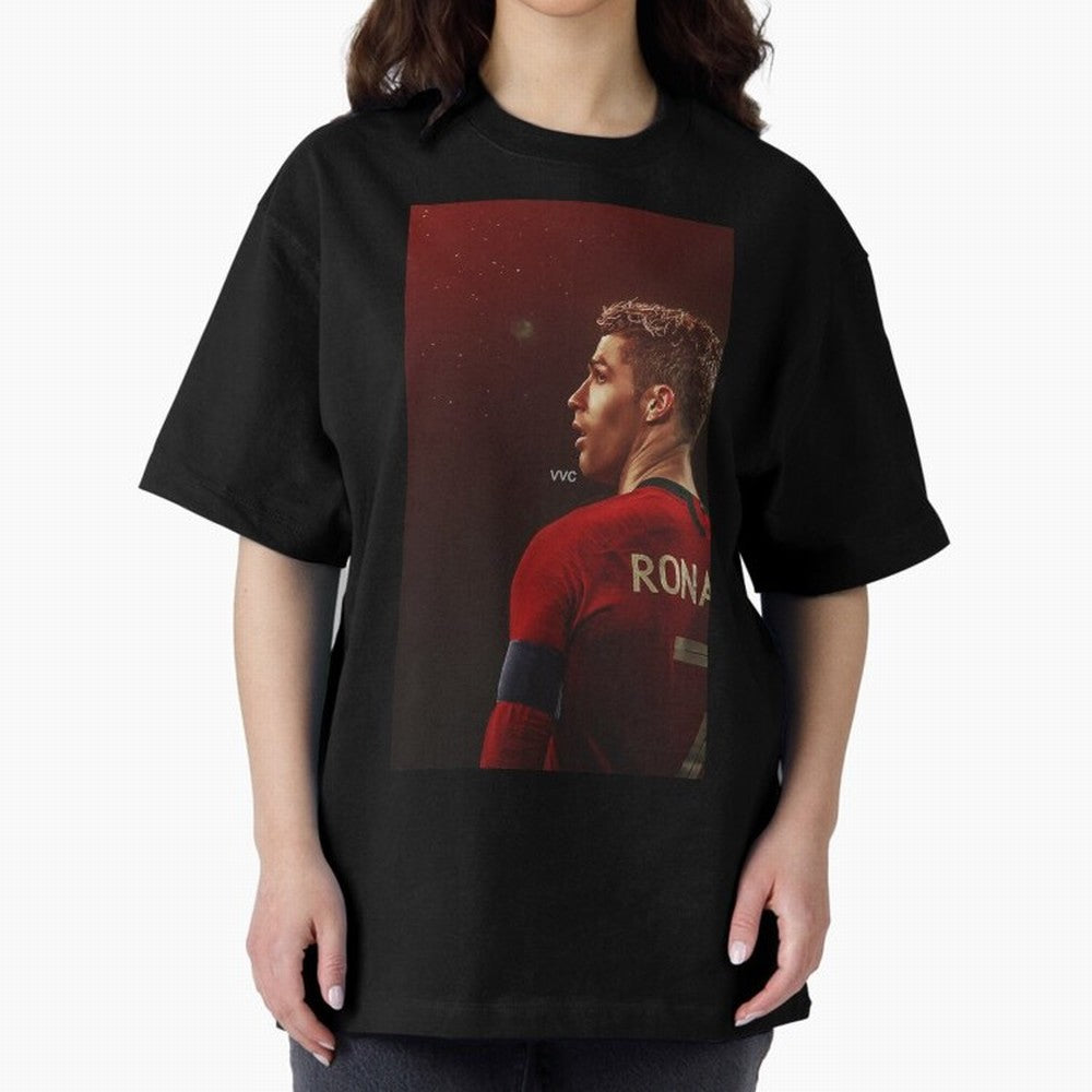 Art Ronaldo Wallpaper Oversized T-Shirt Celebrate Supporters United by Global Football Passion for FIFA World Cup 2026, Connected to Messi, CR7 and Mbappe, Portugal, Spain and Germany, Fan Favorite Moments, National Team Passion, Big Match Drama
