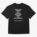 Christiano Ronaldo - Your love makes me strong. Your hate makes me unstoppable Oversized T-Shirt Honor Champions and Dreams in Match Day Hype around FIFA World Cup 2026 USA Canada Mexico, Mbappe, Spain and Netherlands, Tournament Hype, Historic