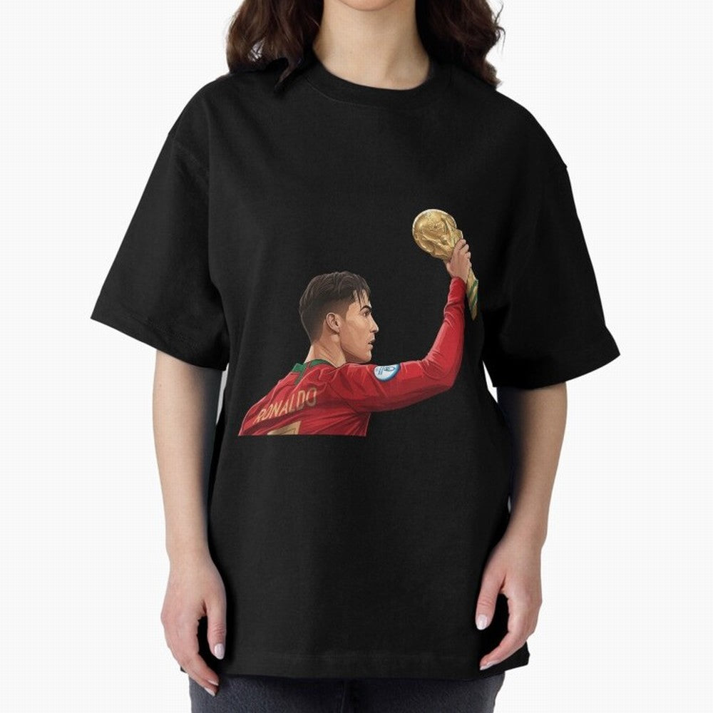Cristiano Ronaldo Oversized T-Shirt Bring Trophy Dreams to the FIFA World Cup 2026 USA Canada Mexico Journey through Messi, CR7 and Mbappe Highlights, Brazil Pride, Vintage Soccer Flavor, Modern Football Stars, National Flags and Final Night