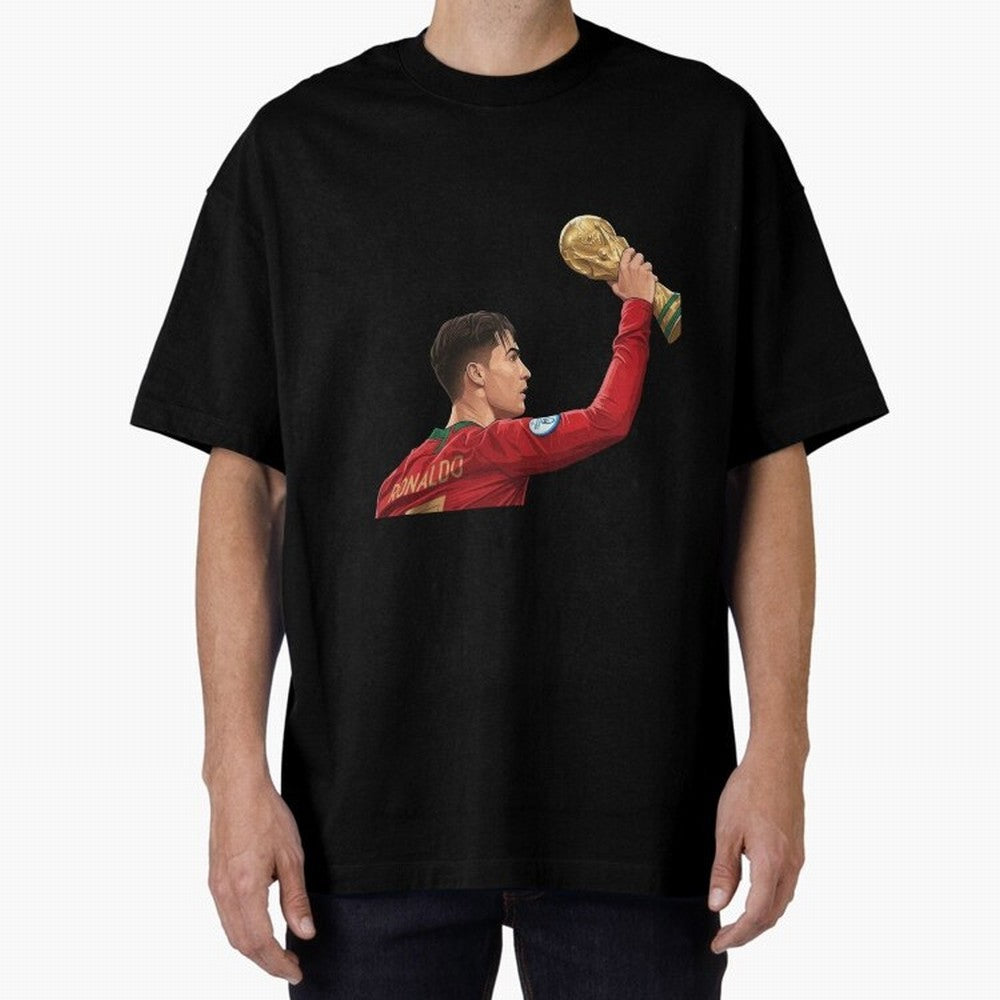 Cristiano Ronaldo Oversized T-Shirt Bring Trophy Dreams to the FIFA World Cup 2026 USA Canada Mexico Journey through Messi, CR7 and Mbappe Highlights, Brazil Pride, Vintage Soccer Flavor, Modern Football Stars, National Flags and Final Night
